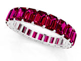 White gold Emerald Cut Garnet Eternity Band with Shared Prong Setting_7