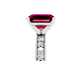 White gold Emerald Cut Garnet Milgrain Pavé Engagement Ring with Four-Prong Setting_17