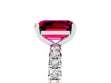 White gold Emerald Cut Garnet Pavé Solitaire Ring with Round Band and Prong Setting_41