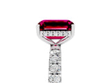 White gold Emerald Cut Garnet Pave Band Solitaire Ring with Four-Prong Setting_29