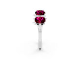 White gold Emerald Cut Garnet Prong-Set Half Eternity Band_20