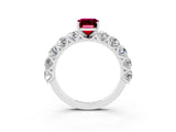 White gold Emerald Cut Garnet Prong Setting with Side Stones on a Pave Band_3