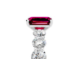 White gold Emerald Cut Garnet Prong Setting with Side Stones on a Pave Band_5