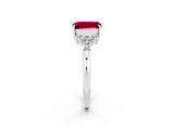 White gold Emerald Cut Garnet Ring with Side Stones and Four-Prong Setting_38