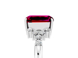 White gold Emerald Cut Garnet Ring with Side Stones and Four-Prong Setting_41
