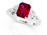 White gold Emerald Cut Garnet Solitaire Celtic Knot Ring with Four-Prong Setting_13