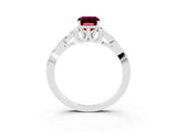 White gold Emerald Cut Garnet Solitaire Celtic Knot Ring with Four-Prong Setting_15