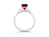 White gold Emerald Cut Garnet Solitaire Engagement Ring with Cathedral Setting and Four-Prong Mount_111