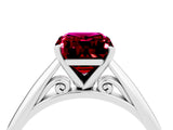 White gold Emerald Cut Garnet Solitaire Engagement Ring with Cathedral Setting and Four-Prong Mount_112