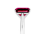 White gold Emerald Cut Garnet Solitaire Engagement Ring with Cathedral Setting and Four-Prong Mount_113