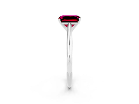 White gold Emerald Cut Garnet Solitaire Engagement Ring with Cathedral Setting and Four-Prong Mount_14