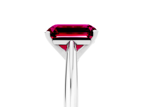 White gold Emerald Cut Garnet Solitaire Engagement Ring with Cathedral Setting and Four-Prong Mount_29