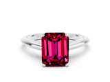 White gold Emerald Cut Garnet Solitaire Engagement Ring with Cathedral Setting and Four-Prong Mount_30