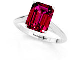 White gold Emerald Cut Garnet Solitaire Engagement Ring with Cathedral Setting and Four-Prong Mount_31