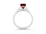 White gold Emerald Cut Garnet Solitaire Engagement Ring with Cathedral Setting and Four-Prong Mount_33