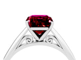 White gold Emerald Cut Garnet Solitaire Engagement Ring with Cathedral Setting and Four-Prong Mount_34
