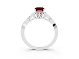 White gold Emerald Cut Garnet Solitaire Engagement Ring with Celtic Knot Band and Four-Prong Setting_3