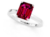 White gold Emerald Cut Garnet Solitaire Engagement Ring with Classic Band and Four-Prong Setting_25