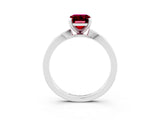 White gold Emerald Cut Garnet Solitaire Engagement Ring with Classic Band and Four-Prong Setting_27