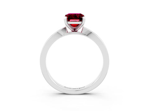 White gold Emerald Cut Garnet Solitaire Engagement Ring with Classic Band and Four-Prong Setting_27