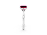 White gold Emerald Cut Garnet Solitaire Engagement Ring with Classic Band and Four-Prong Setting_50