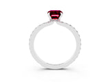 White gold Emerald Cut Garnet Solitaire Engagement Ring with Pavé Band and Four-Prong Setting_3