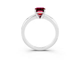 White gold Emerald Cut Garnet Solitaire Engagement Ring with Round Band and Four-Prong Setting_3