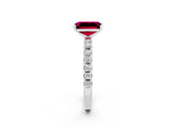 White gold Emerald Cut Garnet Solitaire Pavé Band with Four-Prong Setting_2