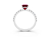 White gold Emerald Cut Garnet Solitaire Pavé Band with Four-Prong Setting_3