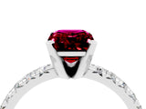 White gold Emerald Cut Garnet Solitaire Pavé Engagement Ring with Round Band and Prong Setting_16