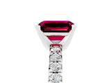 White gold Emerald Cut Garnet Solitaire Pavé Engagement Ring with Round Band and Prong Setting_17