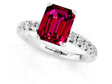 White gold Emerald Cut Garnet Solitaire Pavé Engagement Ring with Round Band and Prong Setting_61