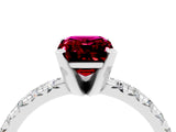 White gold Emerald Cut Garnet Solitaire Pavé Engagement Ring with Round Band and Prong Setting_64