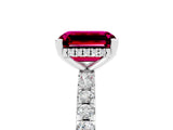 White gold Emerald Cut Garnet Solitaire Ring with Pavé Band and Four-Prong Setting_29
