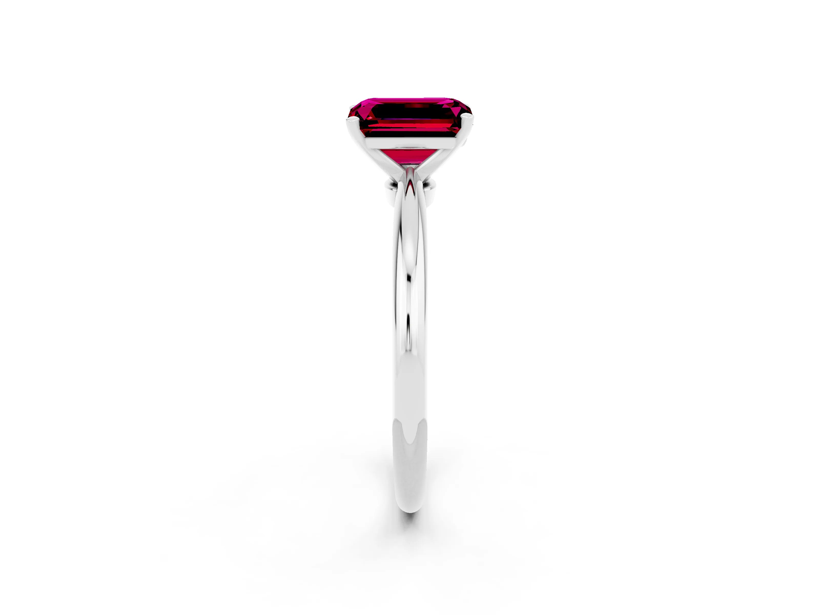 White gold Emerald Cut Garnet Solitaire Ring with Six-Prong Setting and Classic Band_2