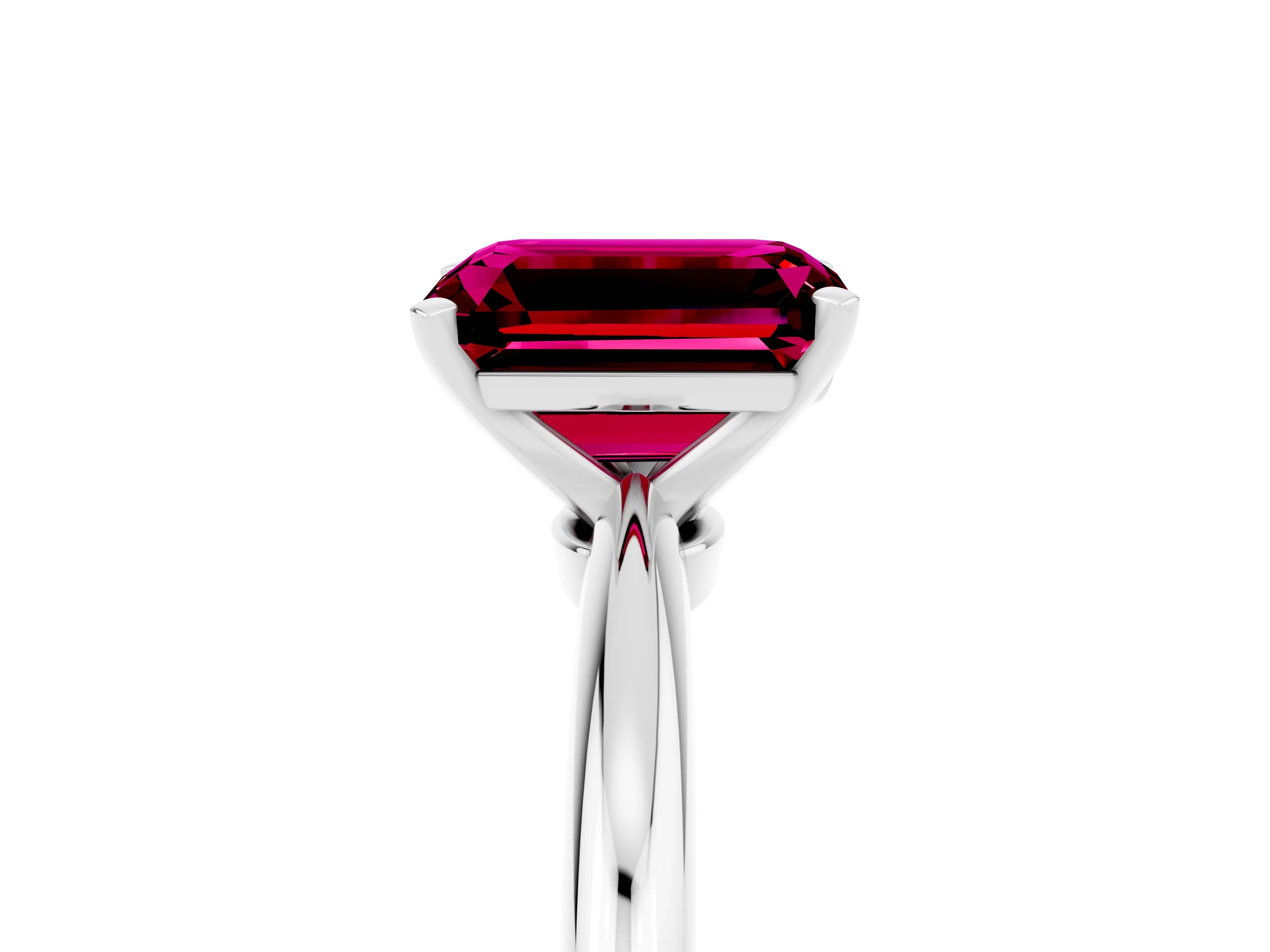 White gold Emerald Cut Garnet Solitaire Ring with Six-Prong Setting and Classic Band_5