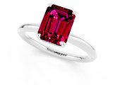 White gold Emerald Cut Garnet Solitaire Ring with Thin Band and Four-Prong Setting_13
