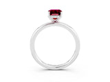 White gold Emerald Cut Garnet Solitaire Ring with Thin Band and Four-Prong Setting_15
