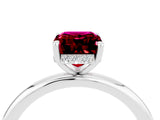 White gold Emerald Cut Garnet Solitaire Ring with Thin Band and Four-Prong Setting_16