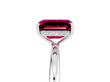 White gold Emerald Cut Garnet Solitaire Ring with Thin Band and Four-Prong Setting_17