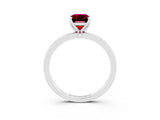 White gold Emerald Cut Garnet Solitaire Ring with Thin Band and Prong Setting_15