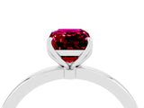 White gold Emerald Cut Garnet Solitaire Ring with Thin Band and Prong Setting_16