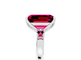 White gold Emerald Cut Garnet Solitaire Ring with Thin Band and Prong Setting_17