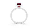 White gold Emerald Cut Garnet Solitaire Ring with Thin Band and Prong Setting_39
