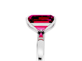 White gold Emerald Cut Garnet Solitaire Ring with Thin Band and Prong Setting_41