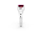 White gold Emerald Cut Garnet Solitaire Ring with Wide Band and Prong Setting_2
