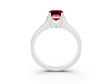 White gold Emerald Cut Garnet Solitaire Ring with Wide Band and Prong Setting_3