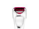 White gold Emerald Cut Garnet Solitaire Ring with Wide Band and Prong Setting_5