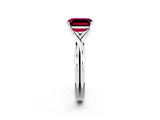 White gold Emerald Cut Garnet Solitaire Twist Band Prong Setting Ring_38