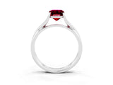 White gold Emerald Cut Garnet Solitaire Twist Band Prong Setting Ring_39